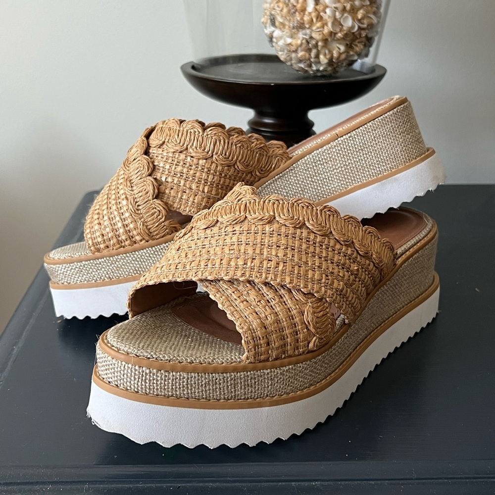 Raye Platform Slides Wedge Sandals In Natural Res… - image 2